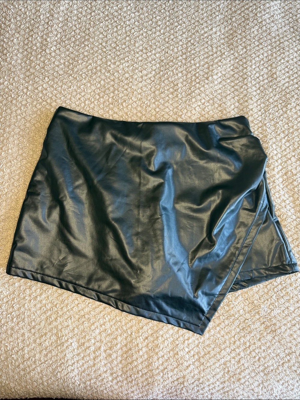 Faux Leather Asymmetrical Mini Skort